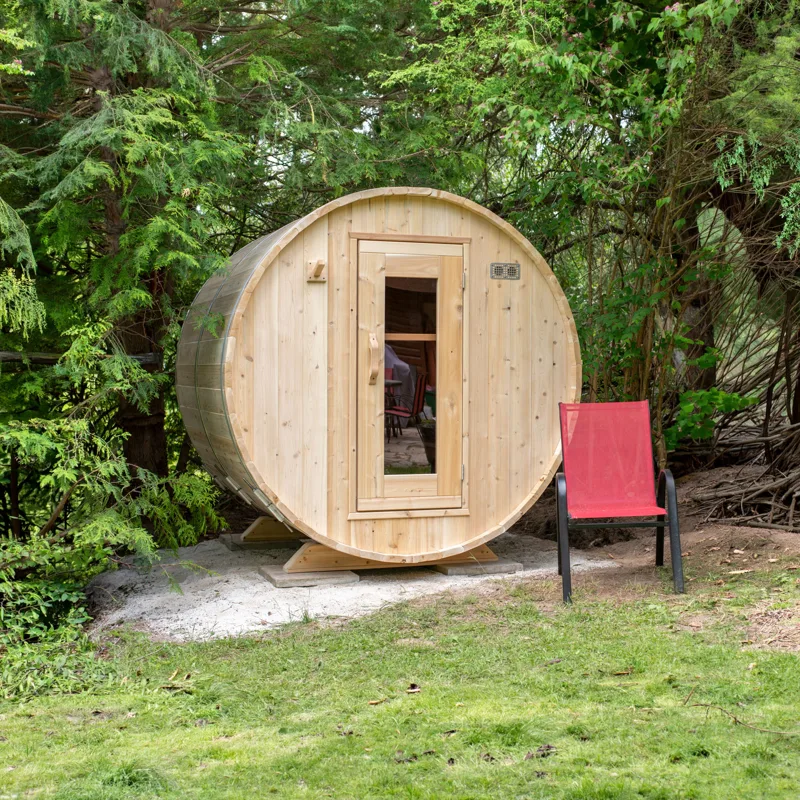 Manufacturer photo of the Dundalk LeisureCraft Canadian Timber Harmony Barrel Sauna